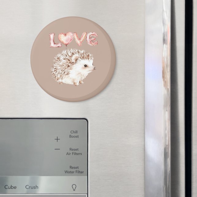 Pink Heart Love Balloons Cute Hedgehog Magnet (In Situ (Fridge))
