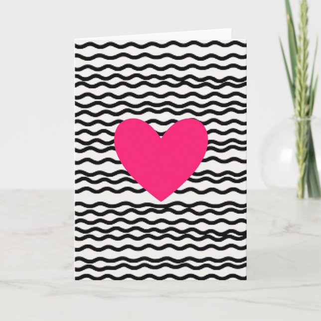 Pink Heart Love Card Kort (Framsida)