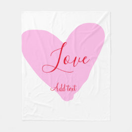 Pink heart love happy Valentine's day text red nam Fleecefilt