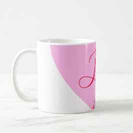 Pink heart love happy Valentine's day text red nam Kaffemugg