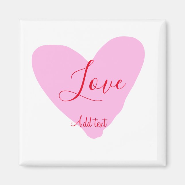 Pink heart love happy Valentine's day text red nam Magnet (Framsidan)