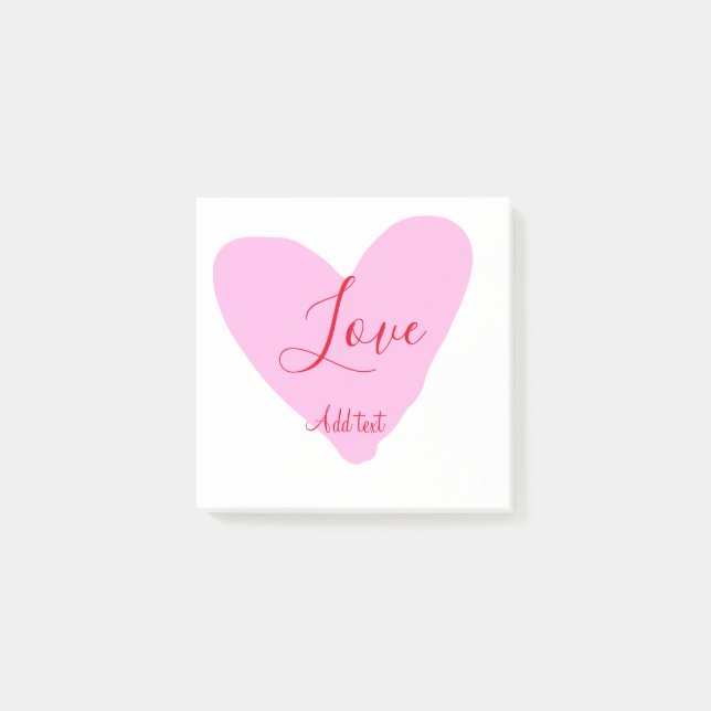 Pink heart love happy Valentine's day text red nam Post-it Block (Framsida)