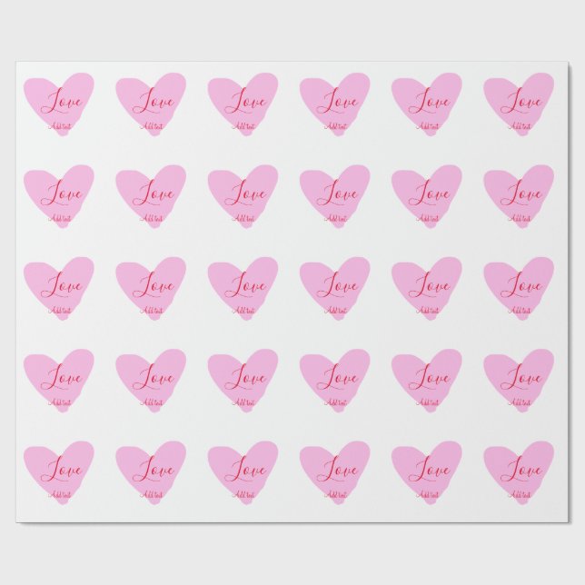 Pink heart love happy Valentine's day text red nam Presentpapper (Platt)