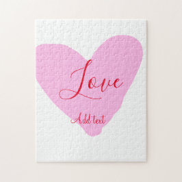 Pink heart love happy Valentine's day text red nam Pussel