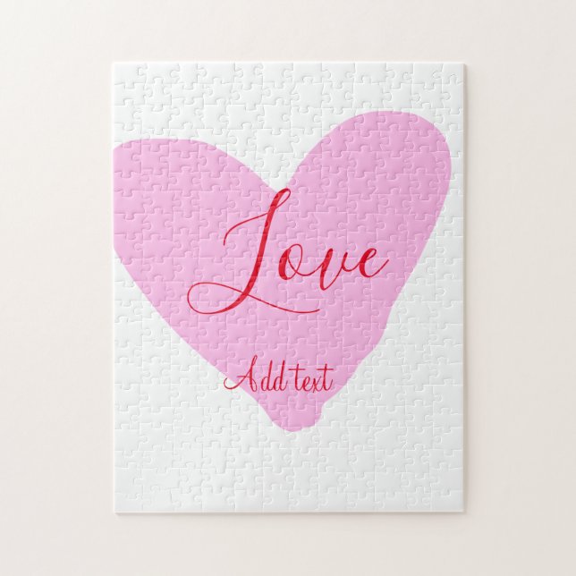 Pink heart love happy Valentine's day text red nam Pussel (Vertikal)
