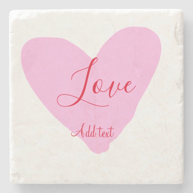 Pink heart love happy Valentine's day text red nam Stenunderlägg (Framsidan)