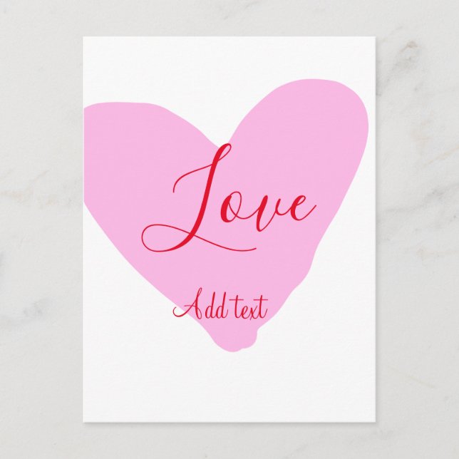 Pink heart love happy Valentine's day text red nam Vykort (Framsida)