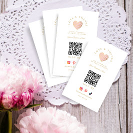 Pink Heart Love & Thanks Supporting Small Business Visitkort