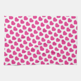 Pink Heart Modern Sweet Love Notes Fun Kökshandduk