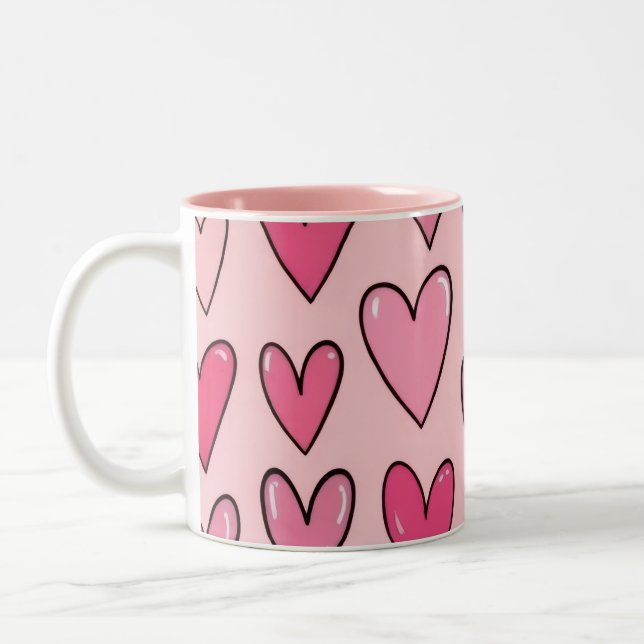 Pink Heart Overflow Mug | Pink Två-Tonad Mugg (Vänster)