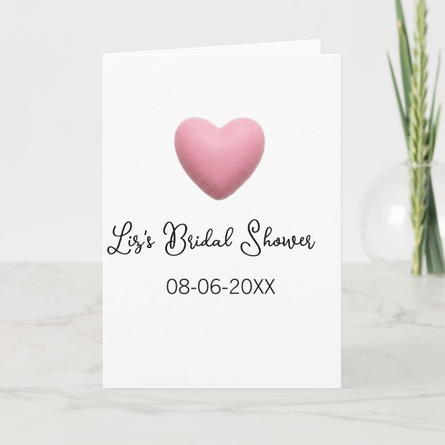 Pink heart pastel retro bridal shower date boho te kort (Framsida)