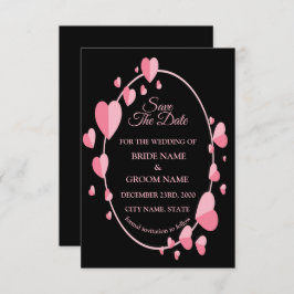 Pink Heart Pattern Black Geometric Elegant Wedding Spara Datumet