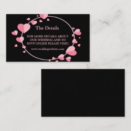Pink Heart Pattern Black Geometric Wedding Detail Tilläggskort