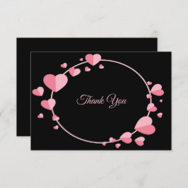 Pink Heart Pattern Black Geometric Wedding Tack Kort