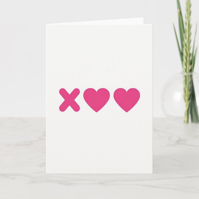 Pink Heart Pattern Love Card Kort (Framsida)