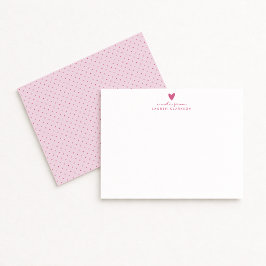 Pink Heart Polka Dot Valentine’s Day Note Card Inbjudningar