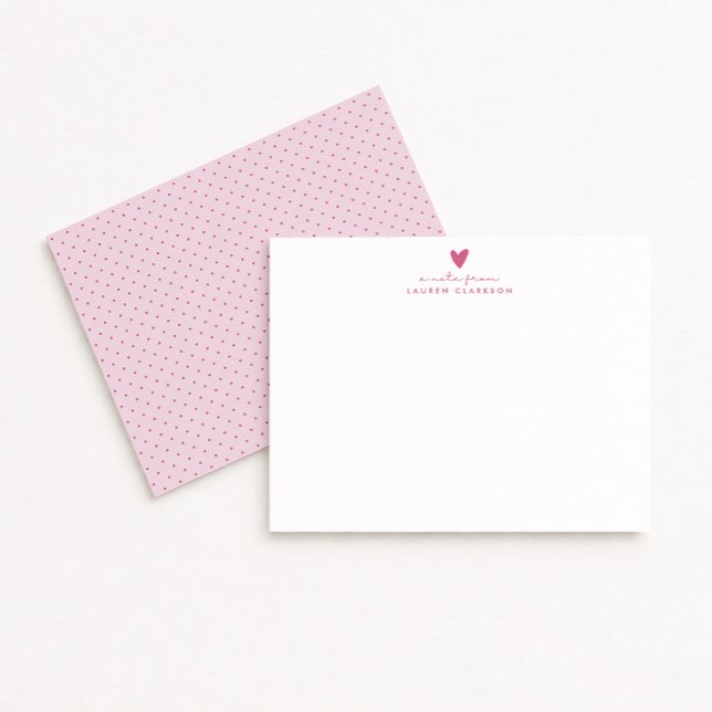 Pink Heart Polka Dot Valentine’s Day Note Card Inbjudningar (Skapare uppladdad)