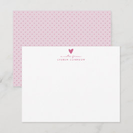 Pink Heart Polka Dot Valentine’s Day Note Card Inbjudningar
