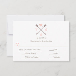 Pink Heart - RSVP och middagsval OSA Kort
