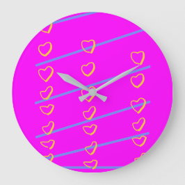 Pink Heart Scroll Stor Klocka