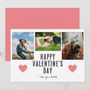 Pink Hearts Alla hjärtans dag Pojkvän 3 Foto Julkort