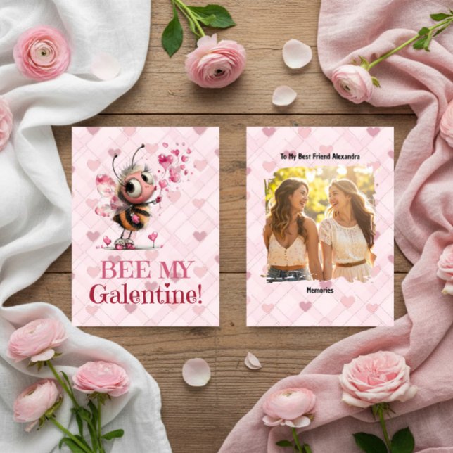 Pink Hearts Galentine's Day Best Friend Card Julkort (Skapare uppladdad)