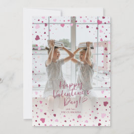 Pink Hearts Overlay Valentine’s Day Photo Card Inbjudningar