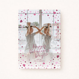 Pink Hearts Overlay Valentine’s Day Photo Card Inbjudningar
