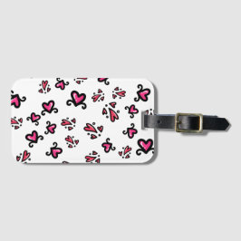 Pink Hearts Pattern – Cute Doodle Design Bagagebricka