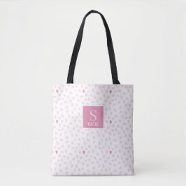 Pink Hearts Pattern Monogram Tygkasse