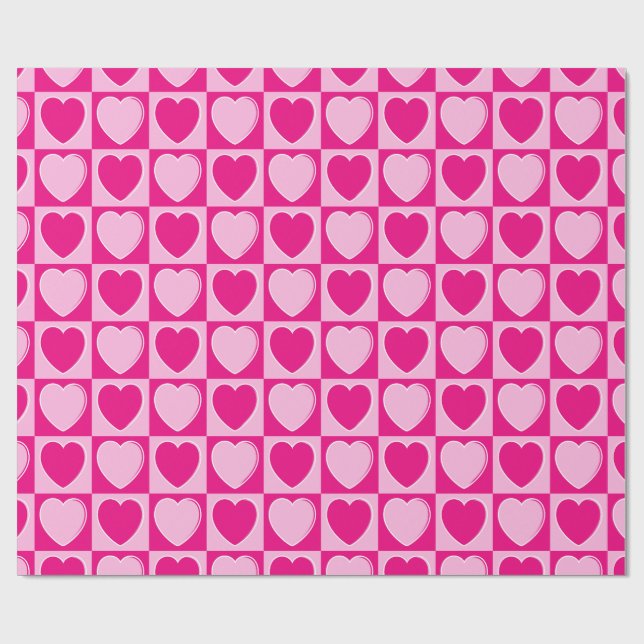 Pink hearts pattern presentpapper (Platt)