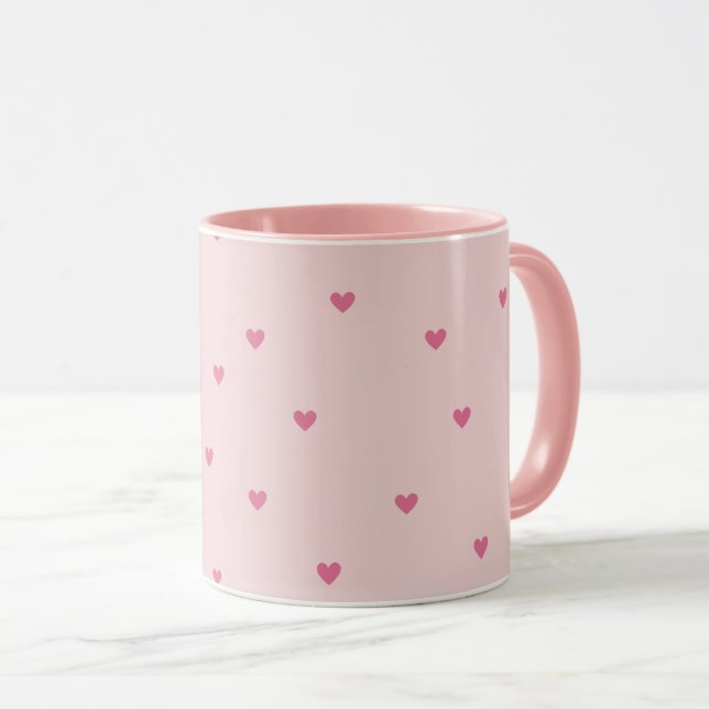 Pink Hearts Seamless Pattern – Cute Valentine Mugg (Framsida höger)