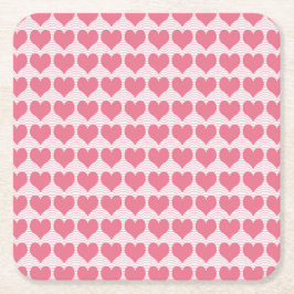 Pink Hearts Seamless Pattern Underlägg Papper Kvadrat