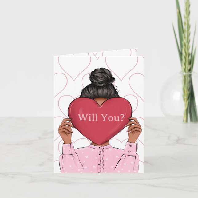 Pink Hearts Valentine's Bridesmaid Proposal Card Inbjudan (Framsida)