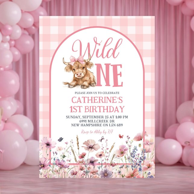 Pink Heifer Bull First Birthday Invitation Inbjudningar (Skapare uppladdad)