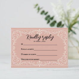 Pink Heirloom Wedding RSVP Card OSA Kort