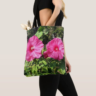 Pink Hibiscus Flower Drawstring Backpack Tygkasse