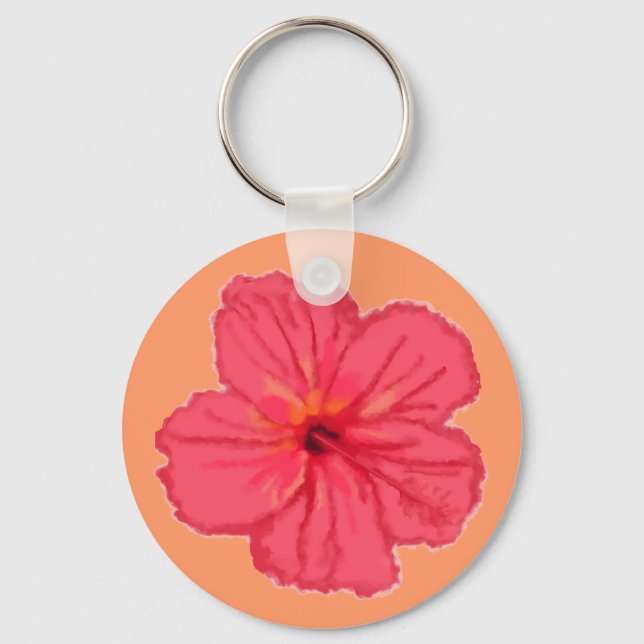 Pink Hibiscus Flower key chain Nyckelring (Framsida)