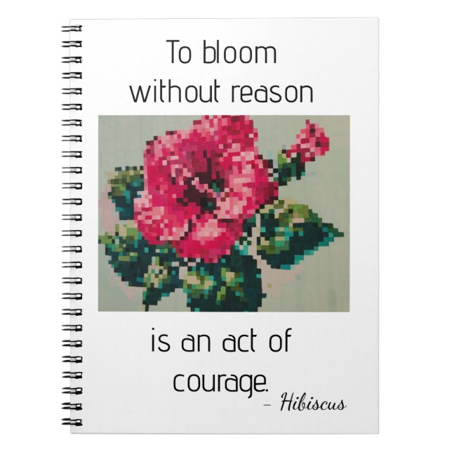 Pink Hibiscus in Gentle Pixels Anteckningsbok (Framsidan)
