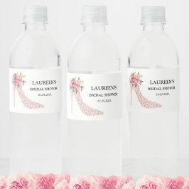 Pink High Heels Bridal Shower Vattenflaskor Etikett