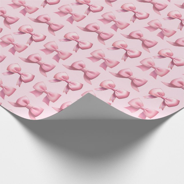 Pink Holiday Bow Gift Wrapping Paper Presentpapper (Hörn)