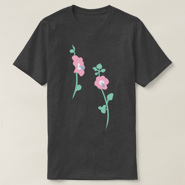 pink hollyhock garden pattern t shirt (Design framsida)