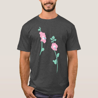 pink hollyhock garden pattern t shirt