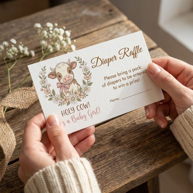 Pink Holy Cow Baby Shower Diaper Raffle Tilläggskort (Skapare uppladdad)