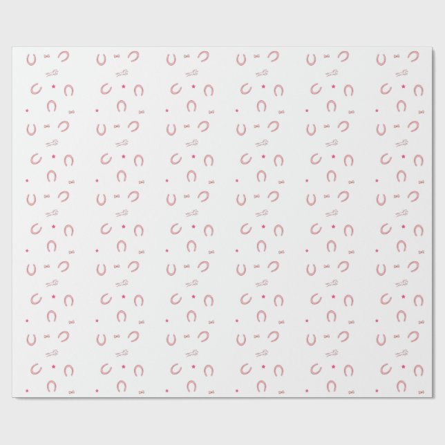 Pink Horse Girl Horseshoe Pattern Gift Presentpapper (Platt)