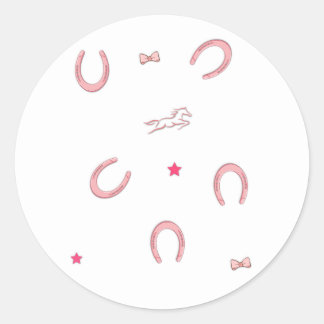 Pink Horse Girl Horseshoes Coquette Runt Klistermärke