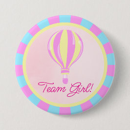 Pink Hot Air Balloon Gender Reveal Team Girl Knapp