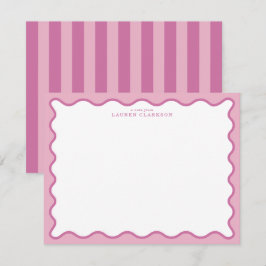 Pink & Hot Pink Wavy Border Note Card Inbjudningar