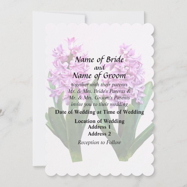 Pink Hyacinth Duo Bröllopsprodukter Inbjudningar (Framsida)