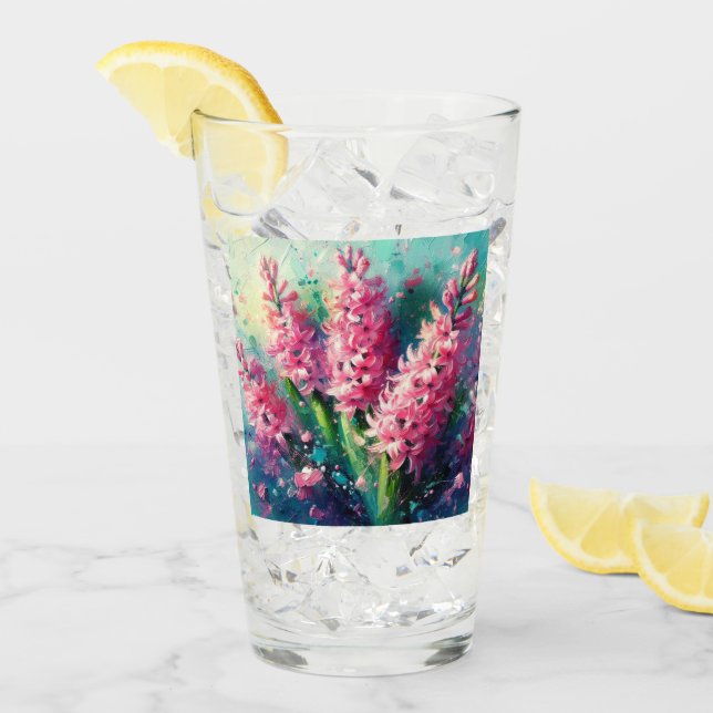 Pink Hyacinths Floral Impressionistic Painting Glaskopp (Framsida Ice)